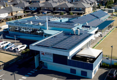 Commercial solar power system installed on bowling club