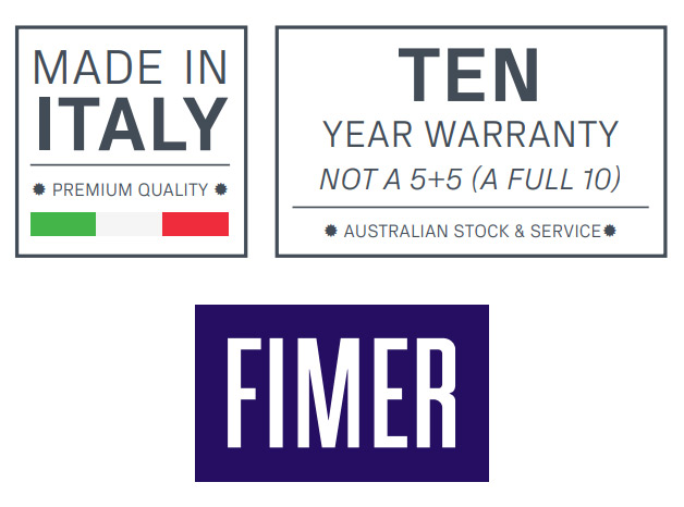 Fimer made in Italy with a 10 year warranty.